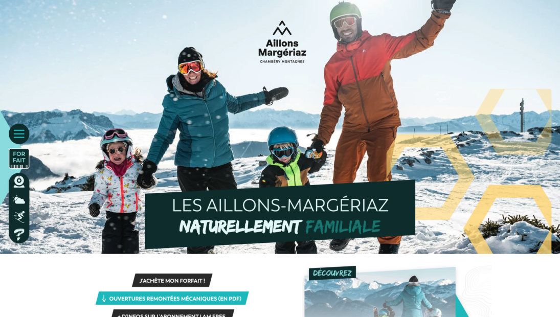 Premier écran du site des Aillons Margeriaz