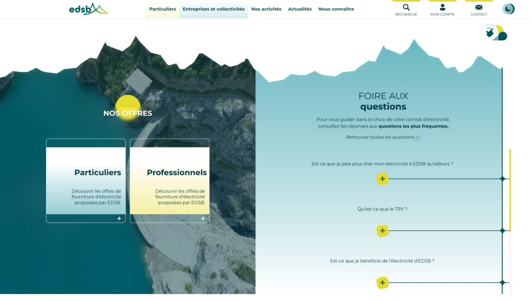 Image d'un écran de la page d'accueil du site web EDSB