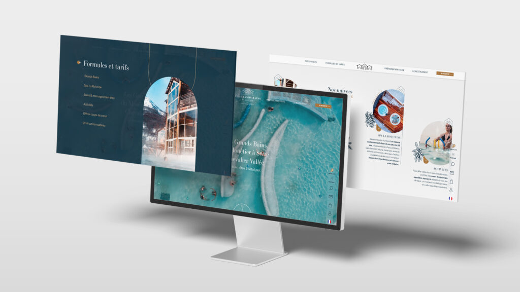 Présentation de différents écrans du site des Grands Bains du Monêtier