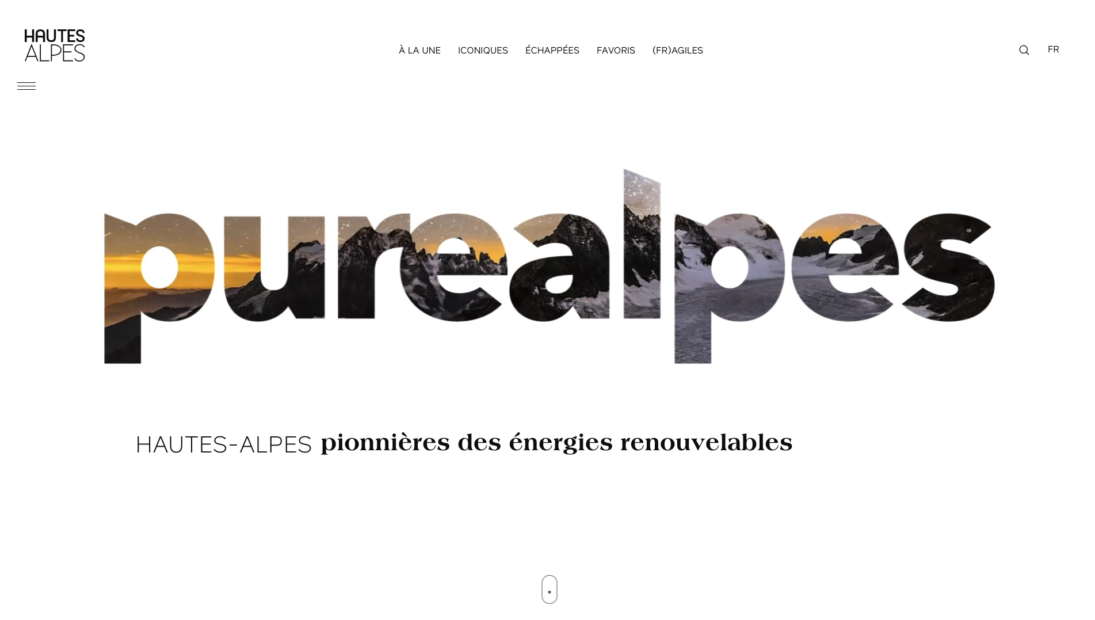 Image du premier écran du site web des Hautes Alpes