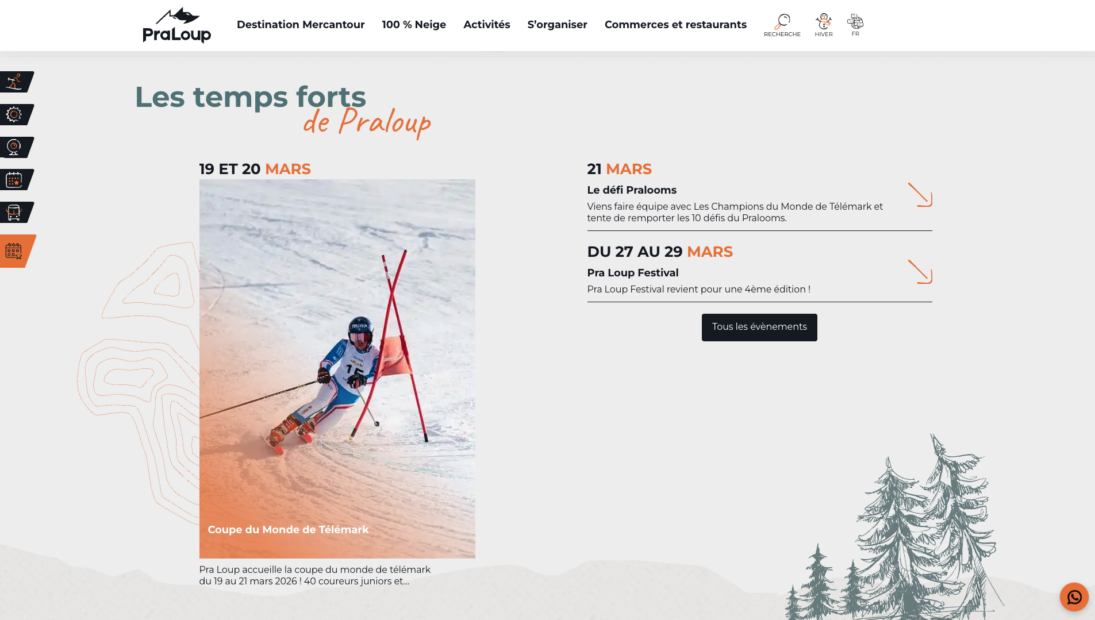 Image d'un écran du site web de Praloup