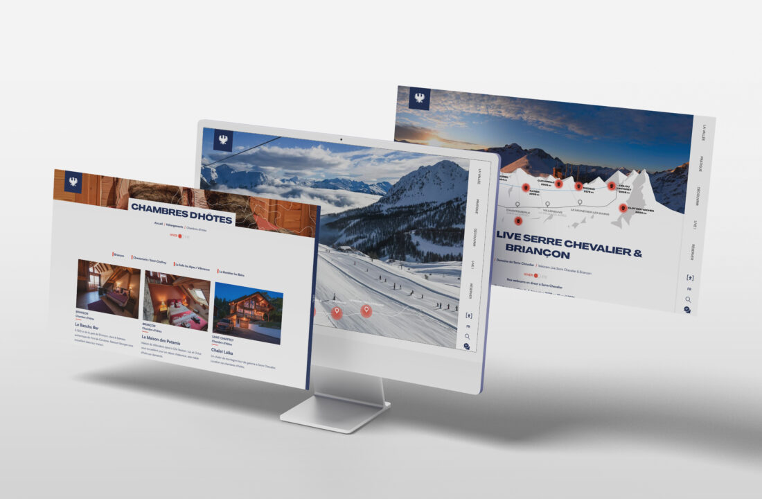 Présentation de plusieurs écrans du site de Serre-Chevalier